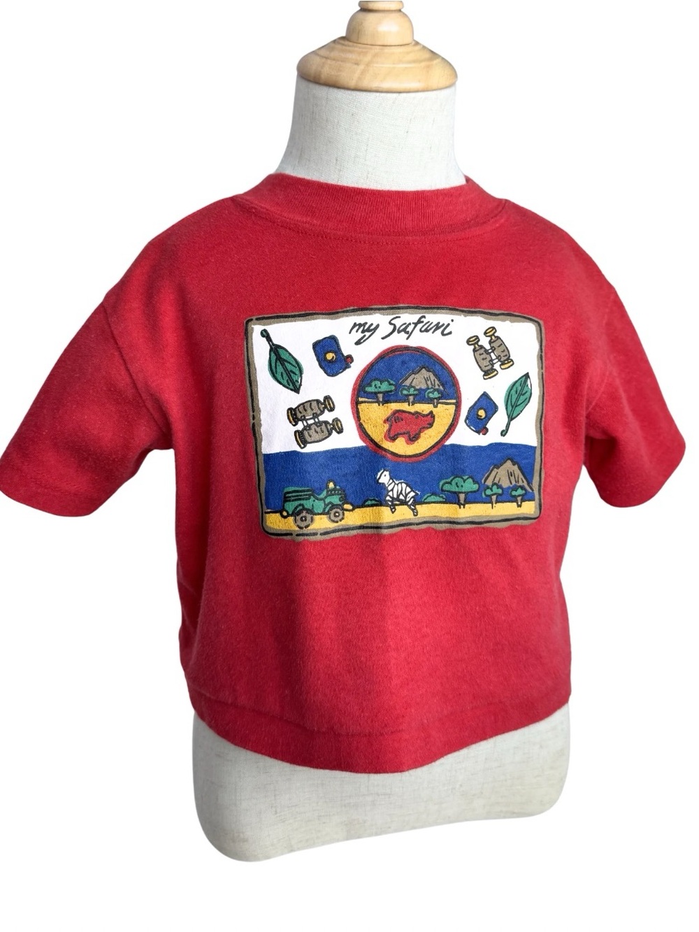 Vintage Denim Republic Kids Safari Graphic T Shirt Red Animal Tee USA Made